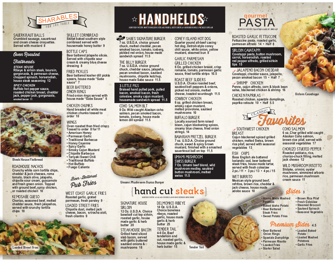 Kemosabes Menu Page One